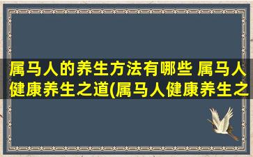 属马人的养生方法有哪些 属马人健康养生之道(属马人健康养生之道详解)